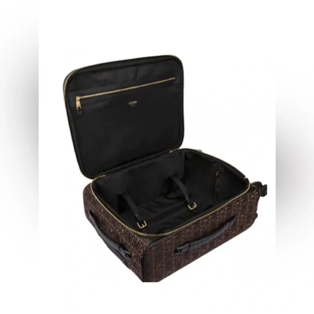 MOSCHINO MONOGRAM-PATTERN LEATHER SUITCASE Authentic,Calf Leather. Nice luggage